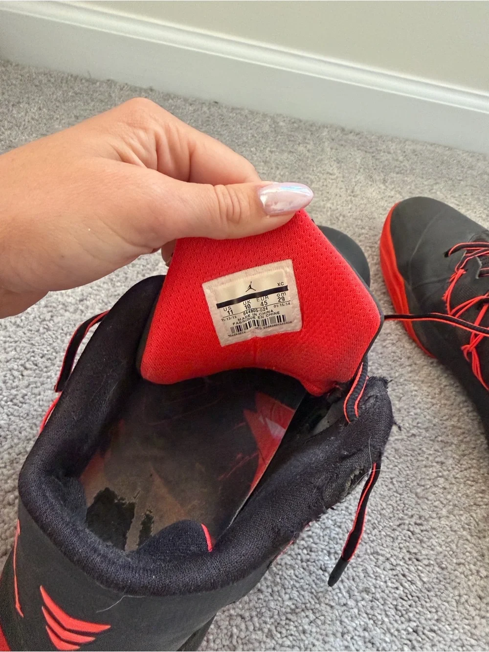 Jordan Black with Red Accents Low-Top Basketball Shoes